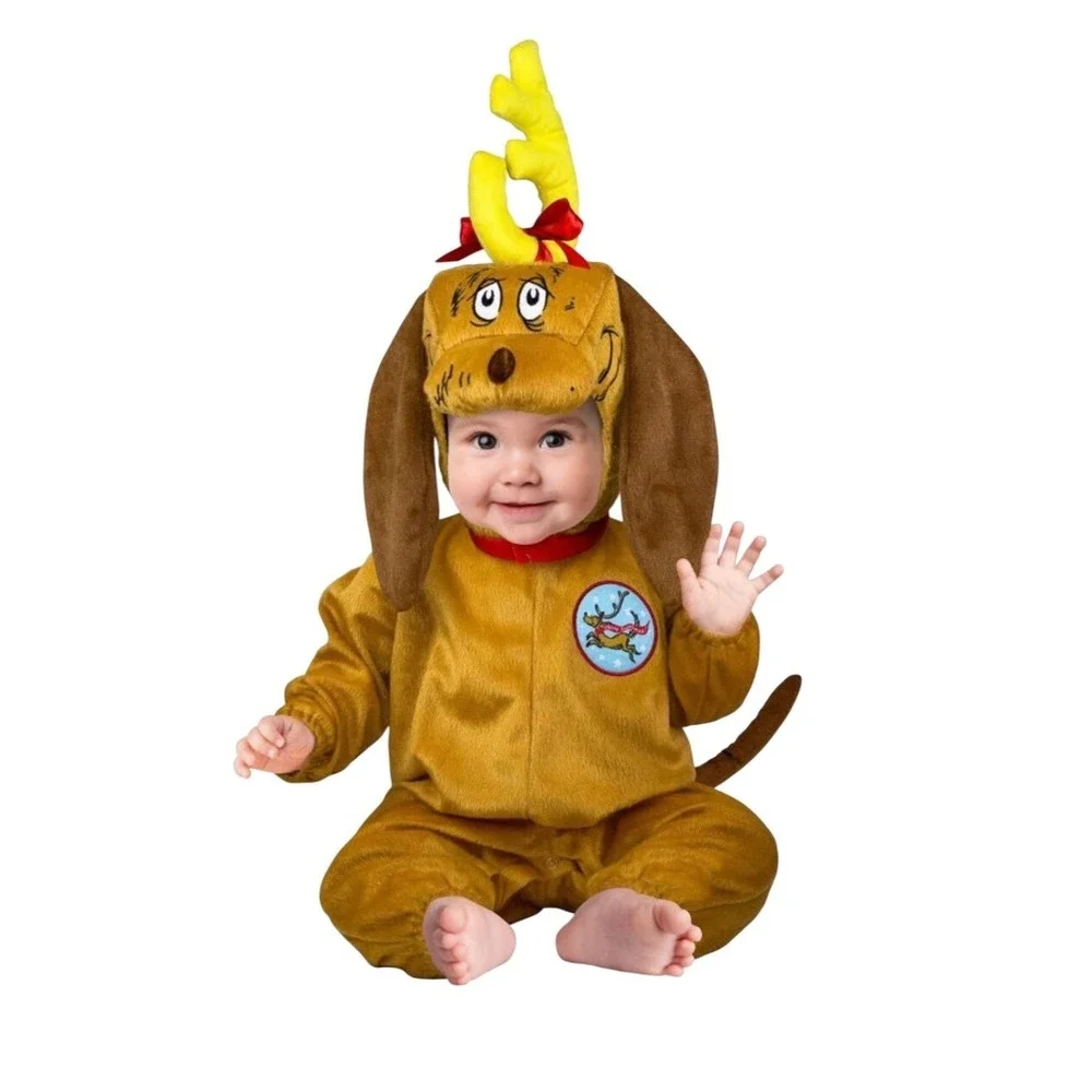 Dr. Seuss Max the Dog Infant Costume Grinch Reindeer Antler 6-12 Months NEW